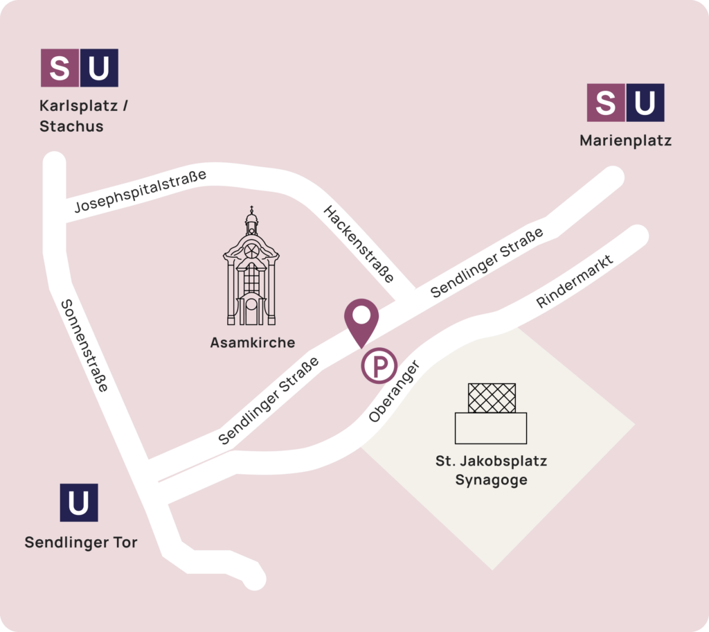 Anfahrtsskizze neurologische Praxis München Zentrum, PD Dr. med. Dorothea Martin